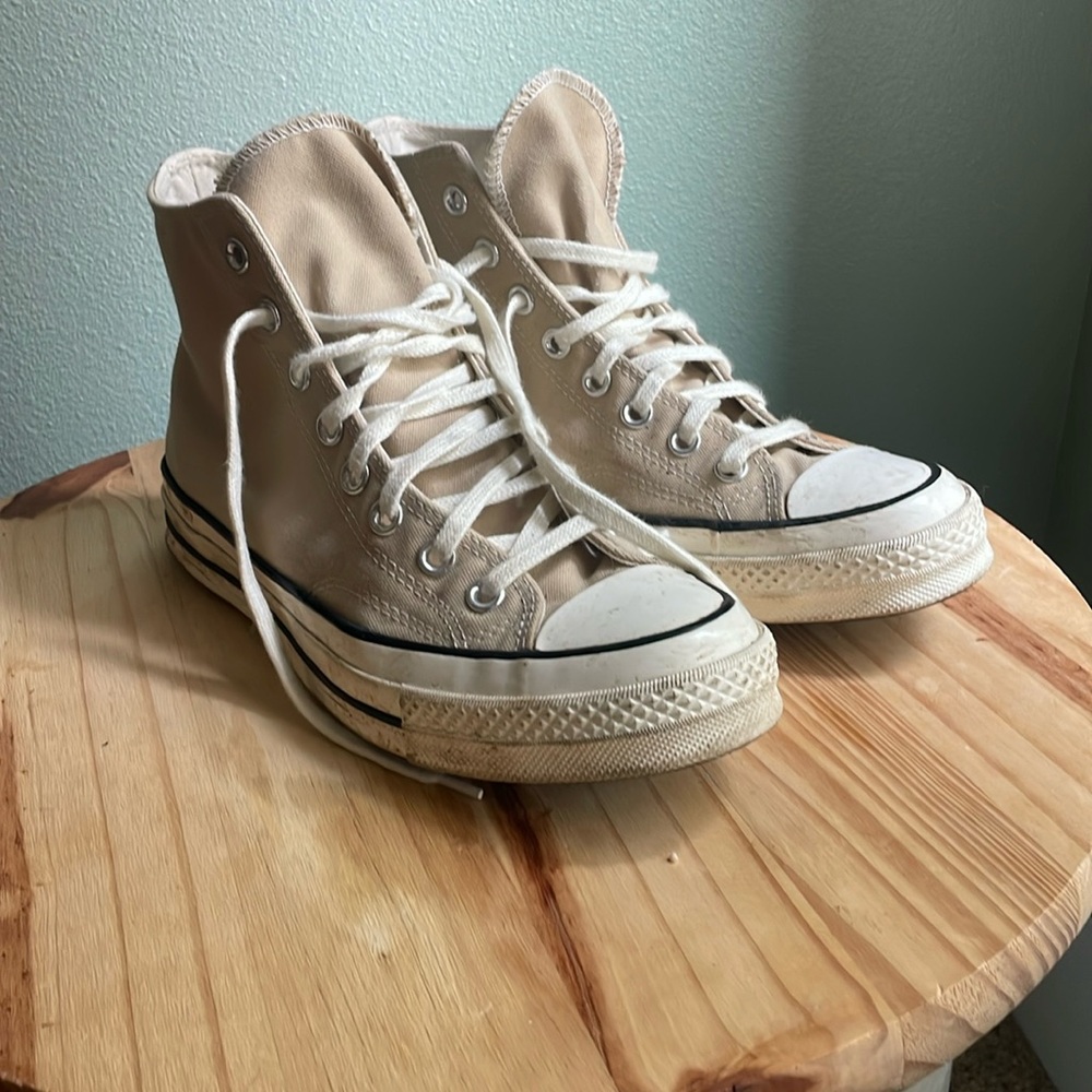 Tan hightop converse